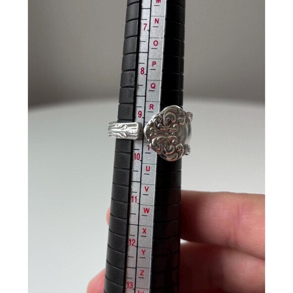 Handmade Size 9.5 Silver Plated Antique Spoon Ring: Oneida Avalon Pattern - Picture 6 of 6